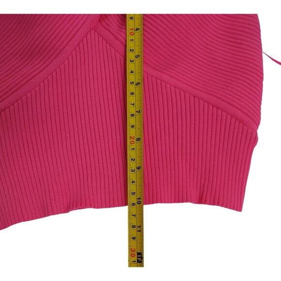 House Of Harlow 1960 Womens Pink Ribbed Knit Crisscross Back Crop Top Medium. - Picture 7 of 7
